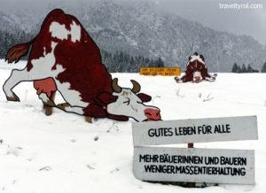 Signs from female farmer protesters in Austria.