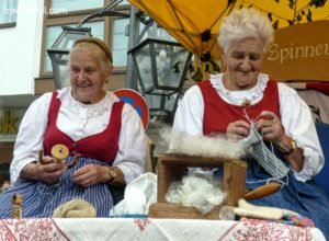 Women farmers showing their handcraft in Austria.