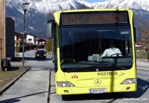 Car rental vs public bus transport in Tyrol - the choice is yours. Postbus in Tulfes, Austria.
