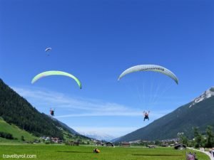 Paragliding in the Stubai in summer.