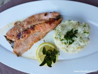 Salmong trout fillet with white wine risotto from Martin's Bistro.