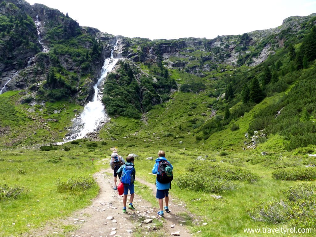 In the Sulzenau valley basin on the Wilde Wasser Weg in the Stubai Alps in Austria.