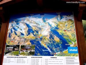 Map of the Wilde Wasser Weg in the Stubai Alps in Austria.
