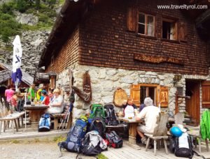 Terrace of the Sulzenau Alm along the Wilde Wasser Weg.