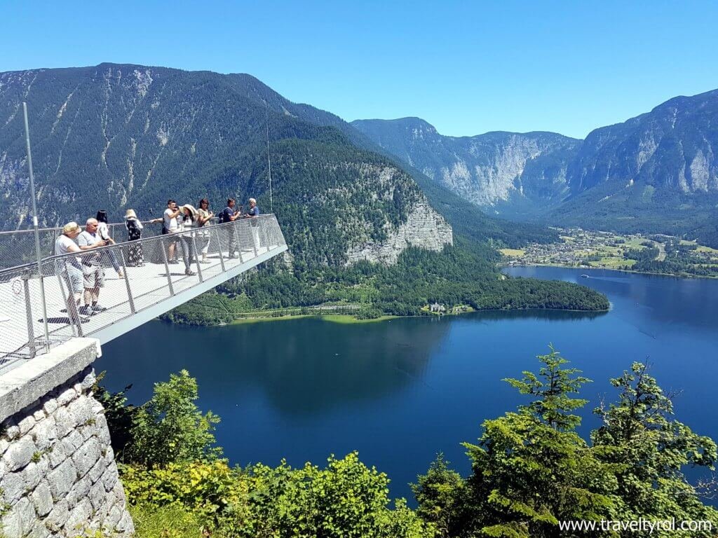 View from the Hallstatt skywalk on a daytrip from Salzburg to Hallstatt.