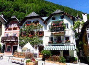 The Hallstatt market square is a must stop on a day trip from Salzburg to Hallstatt.
