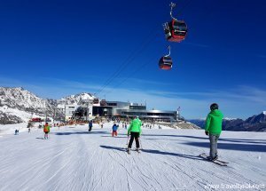 Skiing on the Stubai Glacier at Easter in Austria.