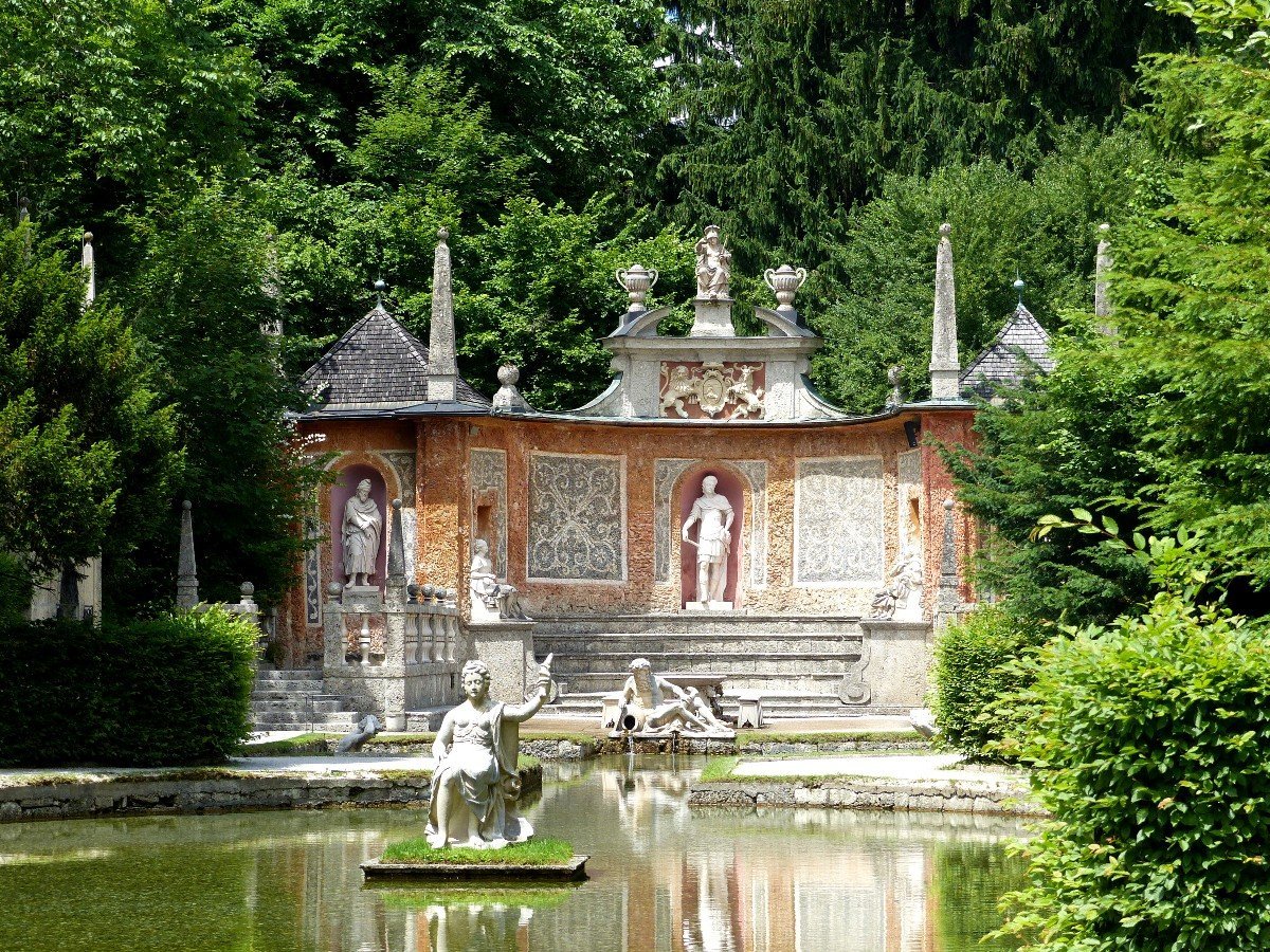 The trick fountains at Hellbrunn Palace in Salzburg.