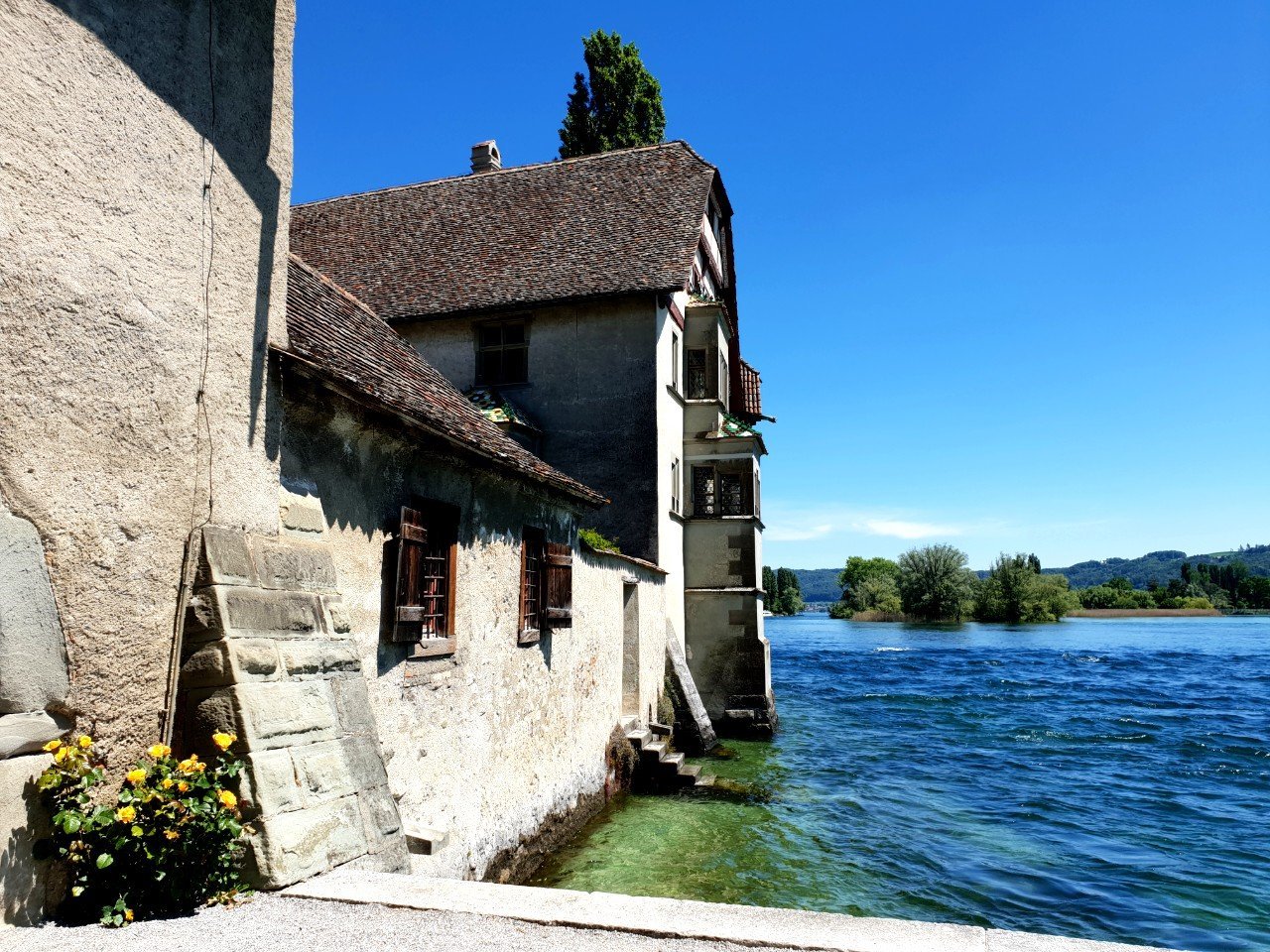 St George's Abbey on the Rhine River in Switzerland.