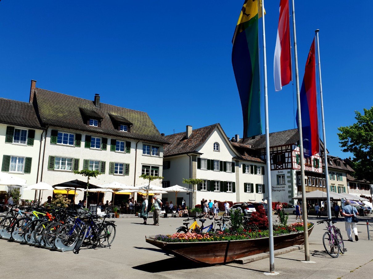 Riverfront area in Stein am Rhein.