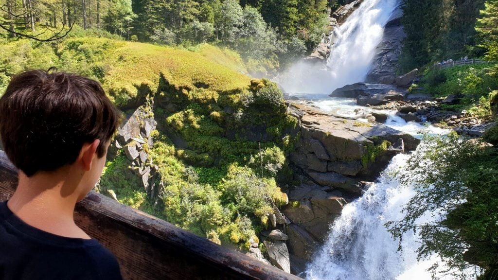 View of Krimml Waterfalls from platform