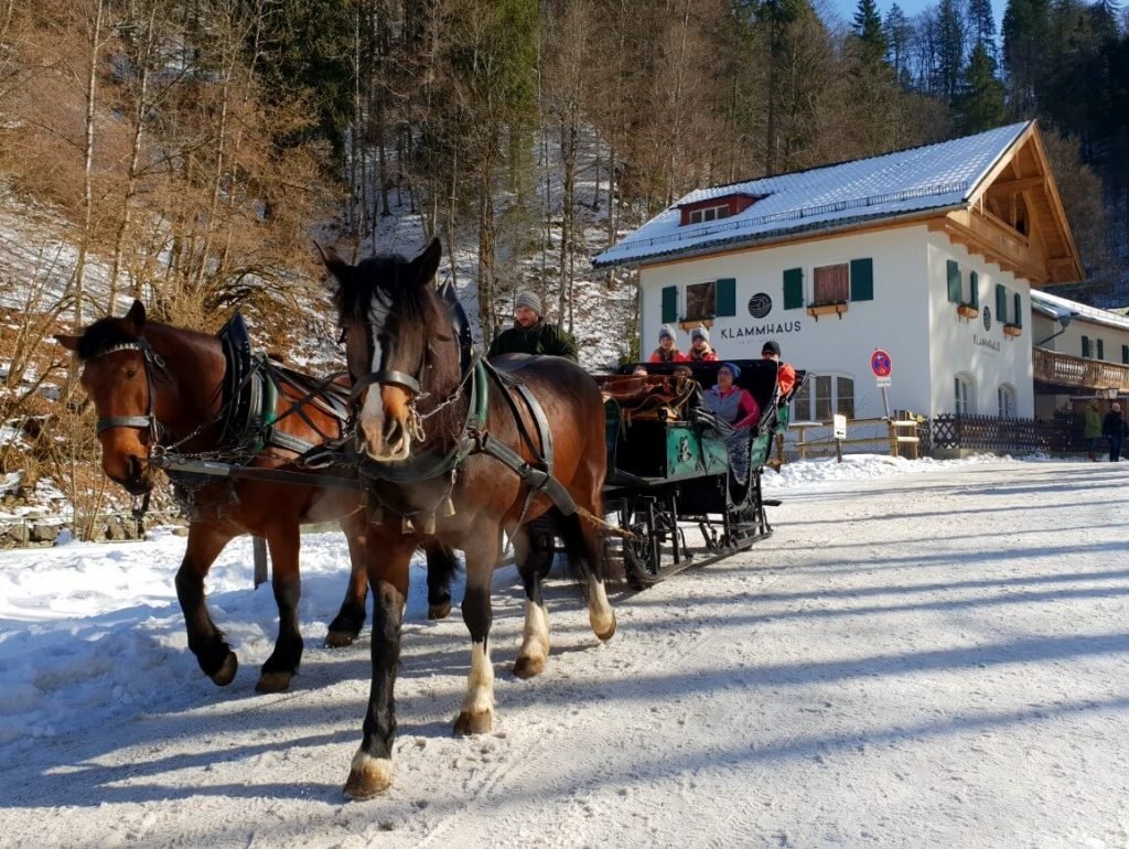 Horse carriage to Partnach Gorge.