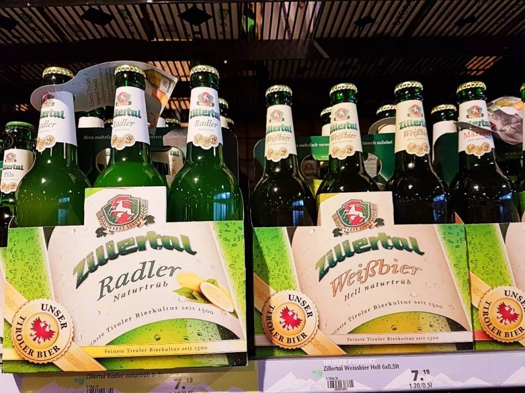 Zillertal Beer in an Austrian supermarket.