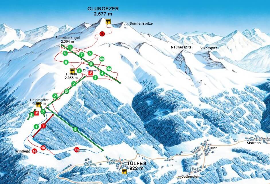 Glungezer ski map