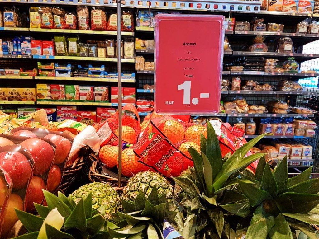 Inside an Austrian supermarket.